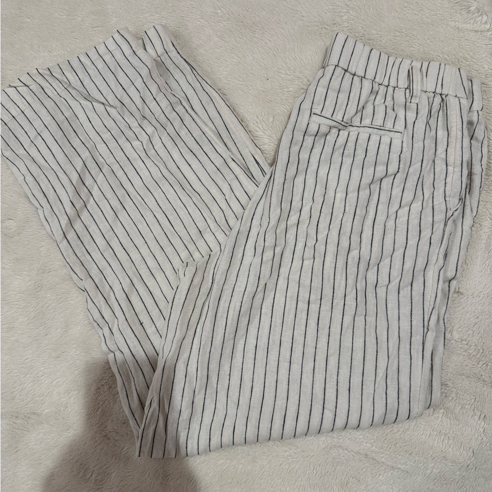 A New Day Linen Striped Pants (Size 8)
